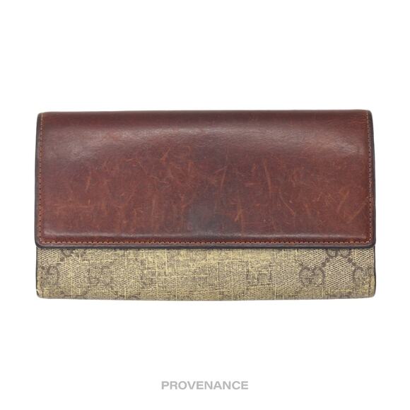 🔴 Gucci Snap Long Wallet - GG Supreme Brown - Picture 1 of 11